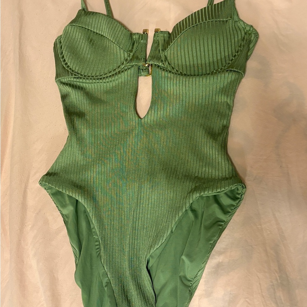 Isabella Rose green maillot one piece swimsuit - Picture 3 of 6